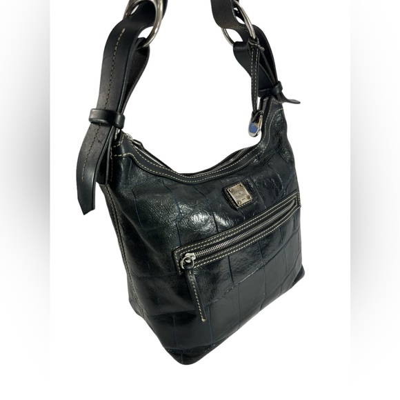 Vintage DOONEY & BOURKE green croc patten leather shoulder bag purse hobo - Picture 8 of 11